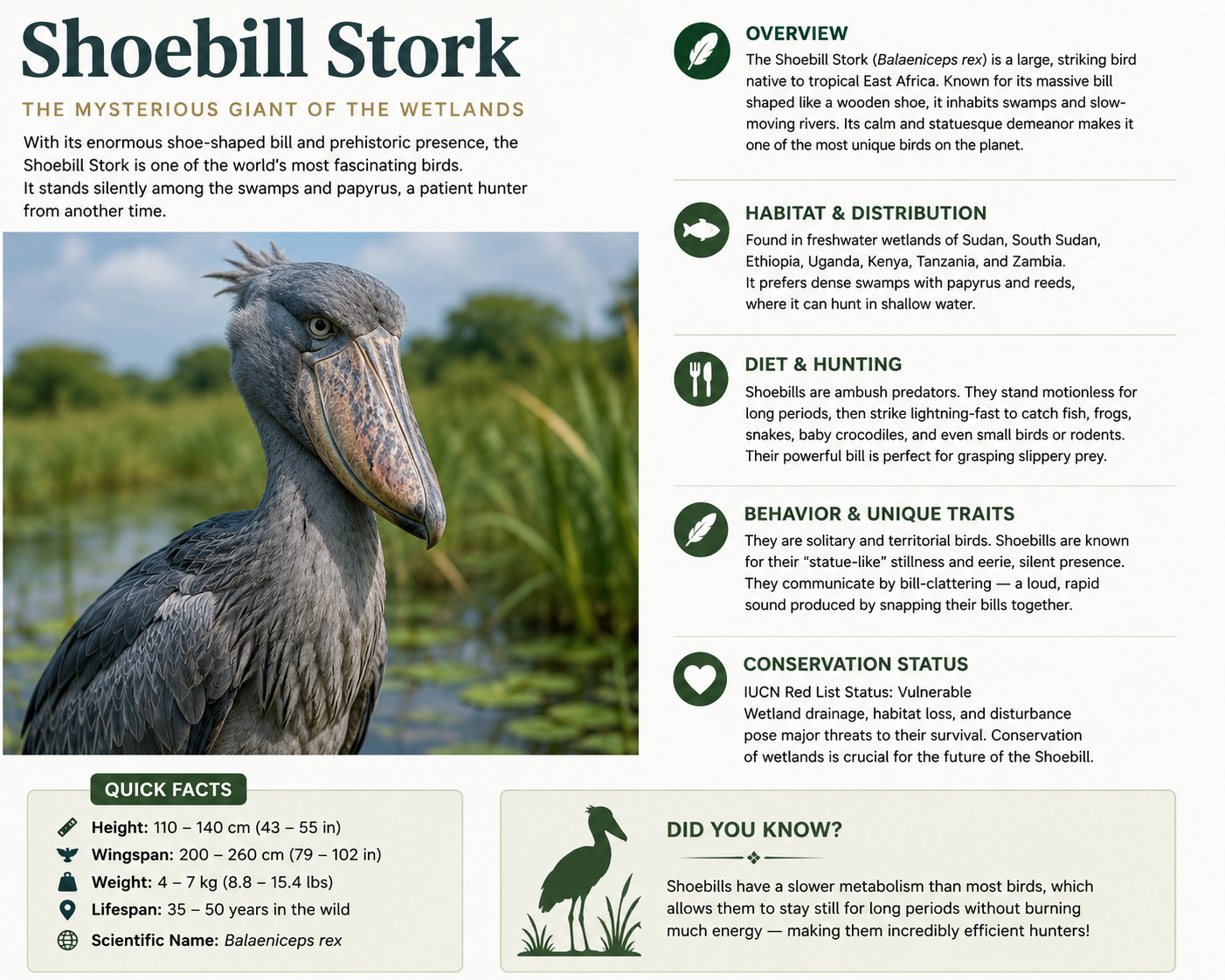 Shoebill Stork: The Ancient Guardian of Africa’s Wetlands